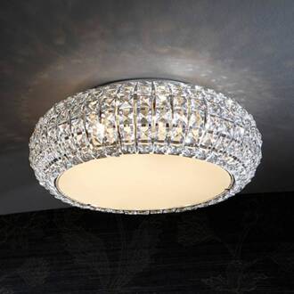 Plafondlamp Diamond rond 40 cm chroom, helder