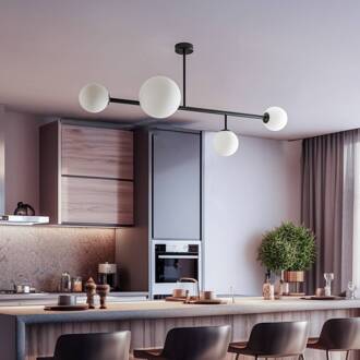 Plafondlamp Dione, 4-lamps, zwart zwart, wit mat