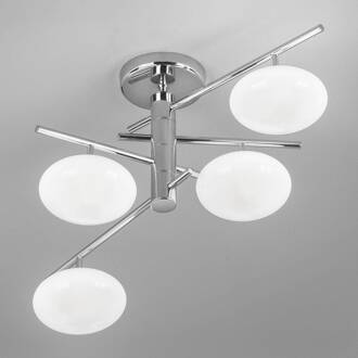 Plafondlamp Dolce 4-lamps, chroom/witte kappen chroom, wit