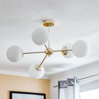 Plafondlamp Dori, 5-lamps, goud goud, wit