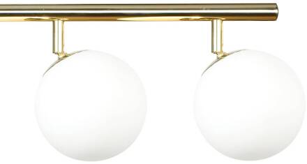 Plafondlamp Drum, goudkleurig, glas, lengte 80 cm, 5-lamps goud, wit