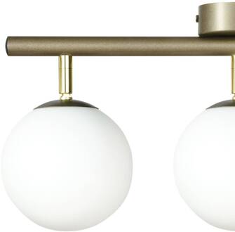 Plafondlamp Drum, koffie, 3-lamps, glas, lengte 46 cm koffie, wit