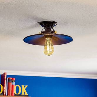 Plafondlamp Edoardo zwart keramiek, 31 cm glanzend zwart