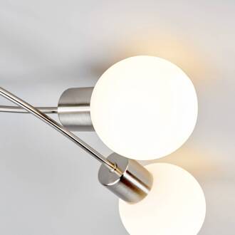 Plafondlamp Elaina 3-lamps langwerpig mat nikkel mat nikkel, opaalwit