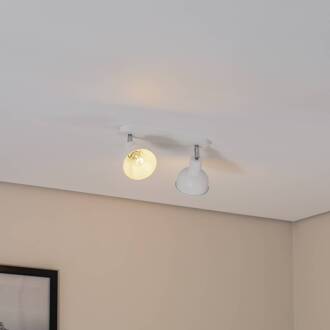 Plafondlamp Elba, 34 cm, 2-lamps, wit, metaal, E27 wit, nikkel