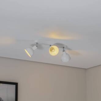 Plafondlamp Elba, 40 cm, 3-lamps, wit, metaal, E27 wit, nikkel