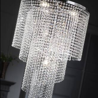 Plafondlamp Elica met kristal-spiraal, Ø 35cm chroom, helder