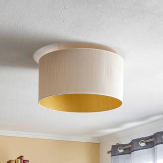 Plafondlamp Essex, gestructureerde stof, goud goud gestructureerd, goud mat