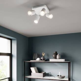 Plafondlamp Eye Spot 4-lamps vierkant, wit