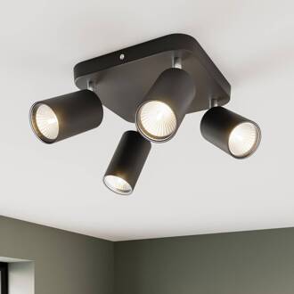 Plafondlamp Eye Spot 4-lamps vierkant, zwart