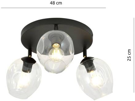 Plafondlamp Flow 3 Prem 3-lamps transparant zwart, transparant