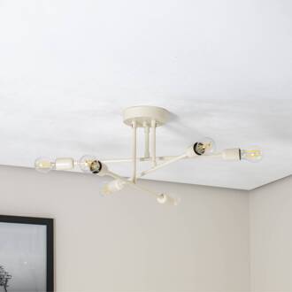 Plafondlamp Flower 177, crèmewit, metaal, 6-lamps