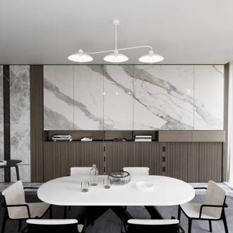 Plafondlamp Foster, 3-lamps, 113 cm, wit, metaal, E27