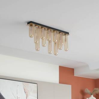 plafondlamp Freylin, 12-lamps, amber, glas, 6 cm amber, zwart