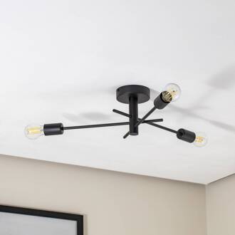 Plafondlamp Garos, zwart, staal, 3-lamps