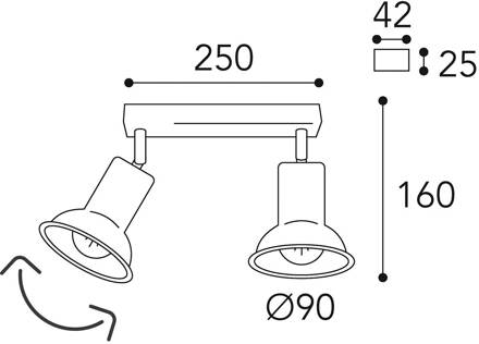 Plafondlamp Genziana1412.E27 2lamps messing antiek antiek-messing