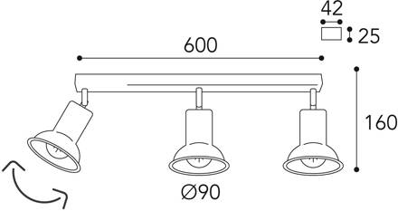 Plafondlamp Genziana1421.E27 3lamps messing antiek antiek-messing