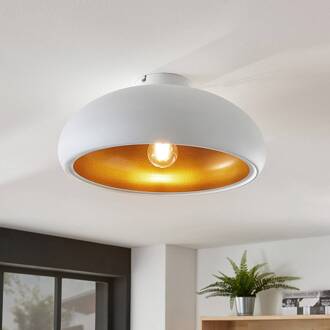 plafondlamp Gerwina, wit/goud, metaal, 40 cm, E27 wit, goud