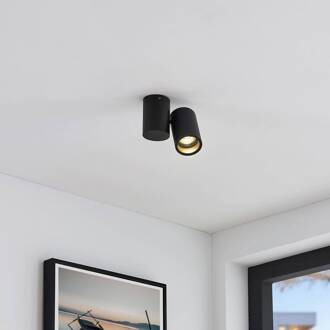 plafondlamp Gesina, 1-lamp, zwart, aluminium, 11,6 cm