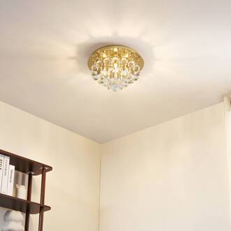 plafondlamp Gillion, 4-lamps, goud, kristal, Ø 35cm