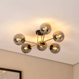 Plafondlamp Glassy, 6-lamps, zwart/goud/grafiet zwart, goud, grafiet