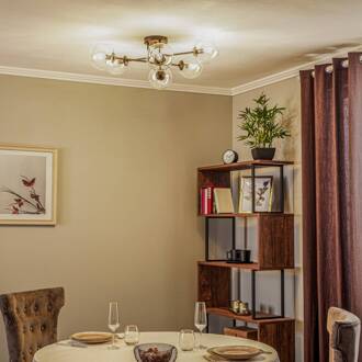 Plafondlamp Glassy, zwart, helder, glas, 6-lamps, E14