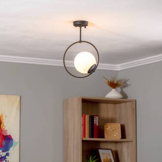 Plafondlamp GMN-000013 zwart glazen kap 1-lamp. zwart, opaalwit