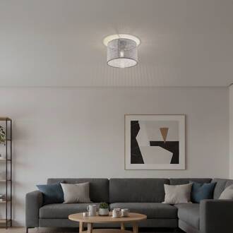 Plafondlamp Goza, zwart met patroon, stof, Ø 30 cm zwart gemusterd