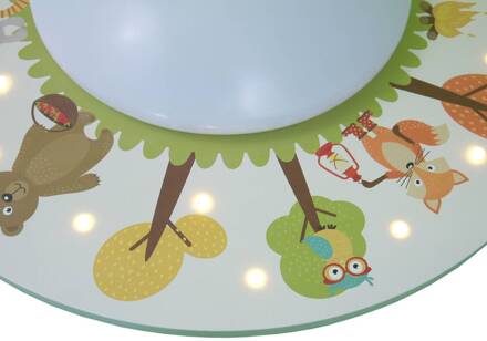 Plafondlamp grappige bosdieren, 1-lamp, 20 LEDs wit, groen