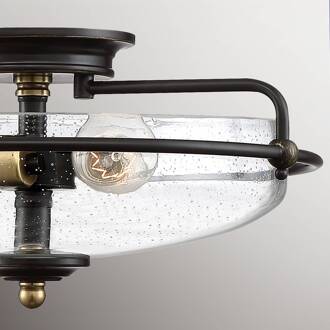Plafondlamp Griffin brons/helder, 3-lamps antiek brons, messing, helder