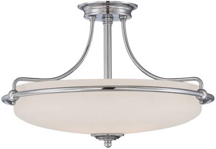 Plafondlamp Griffin met afstand, chroom, Ø 57 cm chroom, wit