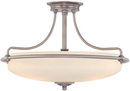 Plafondlamp Griffin met afstand, nikkel, Ø 57 cm antiek nikkel, wit