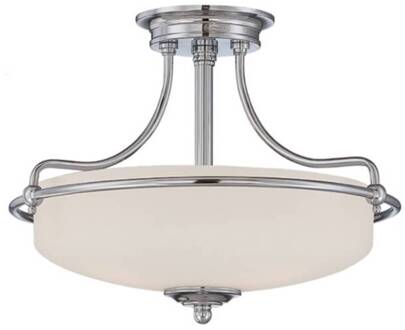 Plafondlamp Griffin met afstand, Ø 43 cm, chroom chroom gepolijst, wit geëtst