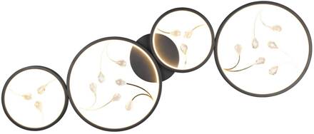 Plafondlamp Groovy 4-lamps zwart 3.000K