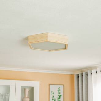 plafondlamp Hagen, grenen naturel natuur, wit