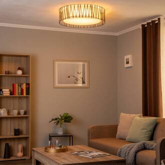 Plafondlamp Harmony, zwart, Natur Jute, Ø 72 cm zwart, natuurlijk bruin