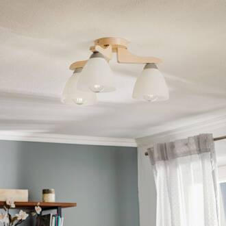Plafondlamp Haro, beuken wit/wit, 3-lamps Beuk wit, wit