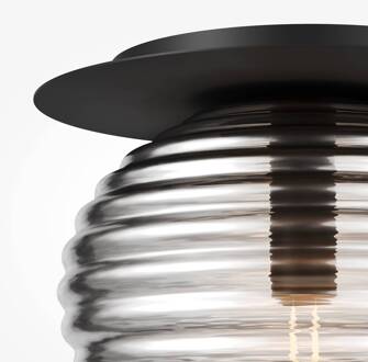 plafondlamp Haspels, zwart/grijs, Ø 35 cm, glas rookgrijs, zwart