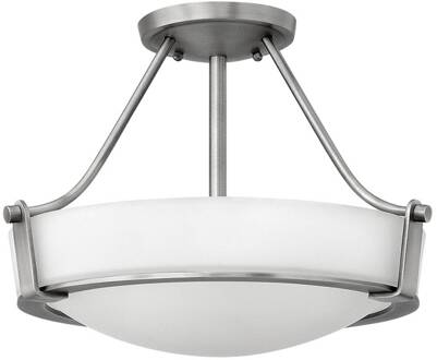 Plafondlamp Hathaway met afstand, nikkel Ø 41 cm antiek nikkel, wit