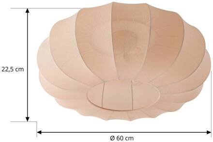 plafondlamp Helin, beige, Ø 60 cm, textiel, 3 x E27