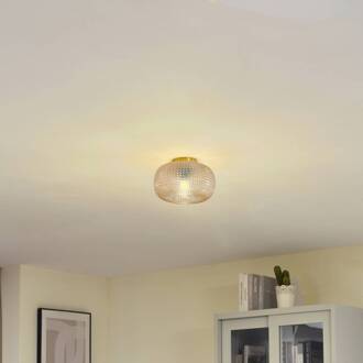 plafondlamp Hildur, Ø 25 cm, amber, glas amber, messing