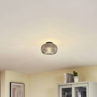 plafondlamp Hildur, Ø 25 cm, rookgrijs, glas rookgrijs, zandzwart