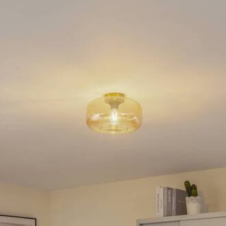 plafondlamp Hildur, Ø 28,5 cm, amber, glas amber, messing