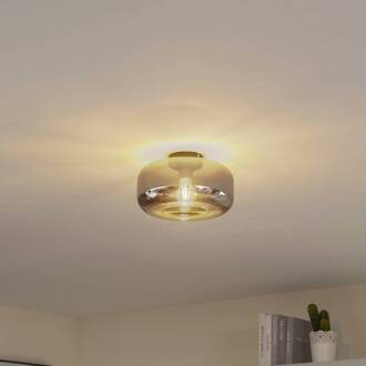 plafondlamp Hildur, Ø 28,5 cm, rookgrijs, glas rookgrijs, zandzwart