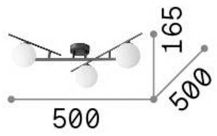 Plafondlamp Ideal Lux Atlas, wit, 3-lamps, metaal, glas wit, opaal