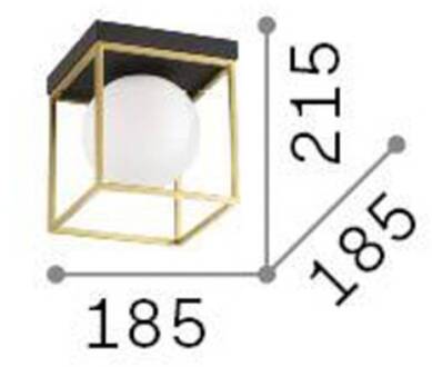 Plafondlamp Ideal Lux Lingotto, zwart, opaal glas, 1-lamp zwart, opaalwit