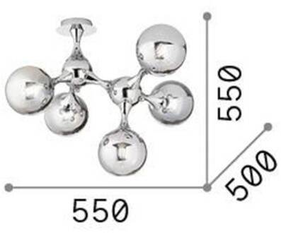 Plafondlamp Ideal Lux Nodi, chroomkleurig, glas, 5-lamps
