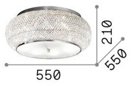 Plafondlamp Ideal Lux Pasha, goudkleurig, kristal, Ø 55 cm goud, helder