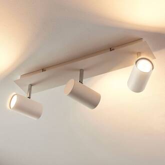Plafondlamp Iluk in wit, 3-lamps wit, chroom