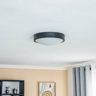 Plafondlamp Jaris, gebogen glas, Ø 26 cm zwart zwart, wit